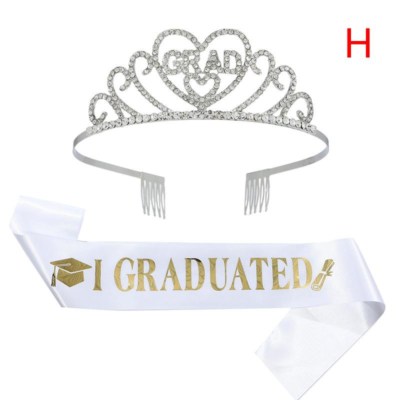 

Выпускная атласная лента 2025 Блестящая корона для украшения выпускного вечера, реквизит для фотобудки, выпускные принадлежности для бакалавра