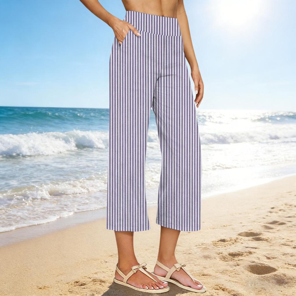 Pantaloni palazzo da donna, estivi, casual, larghi e fluidi, per spiaggia, viaggi e vacanze