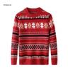 Unisex Striped Jacquard Wool Sweater - Thick, Versatile & Warm for Autumn/Winter