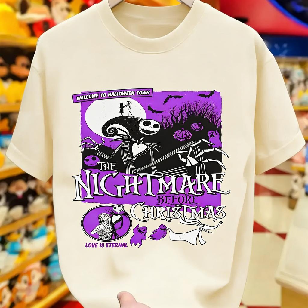 New Cartoon Nightmare Before Christmas Cartoon Graphic High Quality Print Womens Short Sleeve Loose Casual TShirt