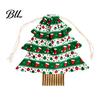Printed Holiday Gift Bags Christmas Tree Shaped with Drawstring, Reusable Fabric Bags, Winter Goodie Storage Pouches for Present Wrapping, Party