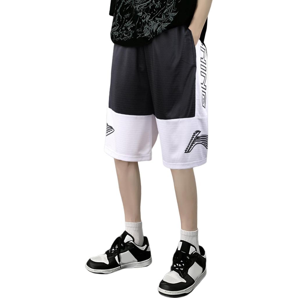 Li Ning Basketball Series Sports Quick-Dry Breathable Casual Shorts Men shorts White YAPT017-1
