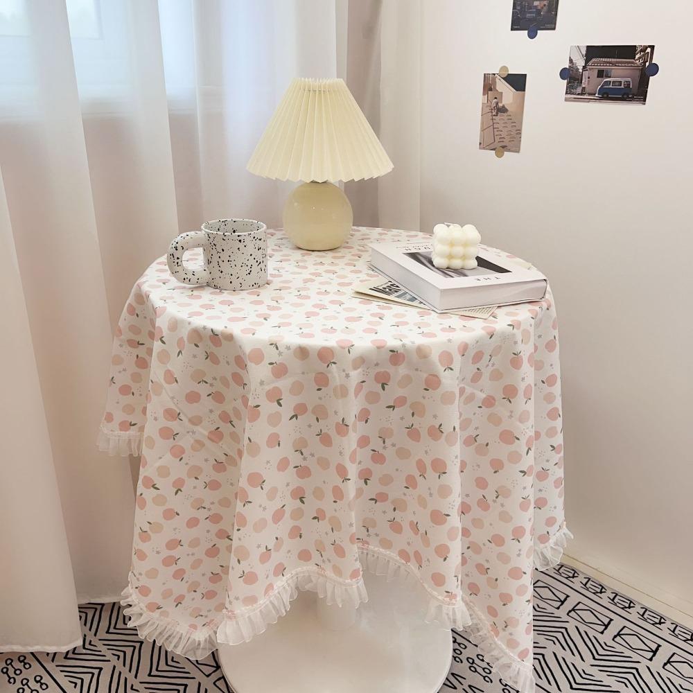 Hot Girl Heart Lace Side Tablecloth Floral Cartoon Round Table Mat Multi Functional 140*140CM Decorative Fabric Home Decoration
