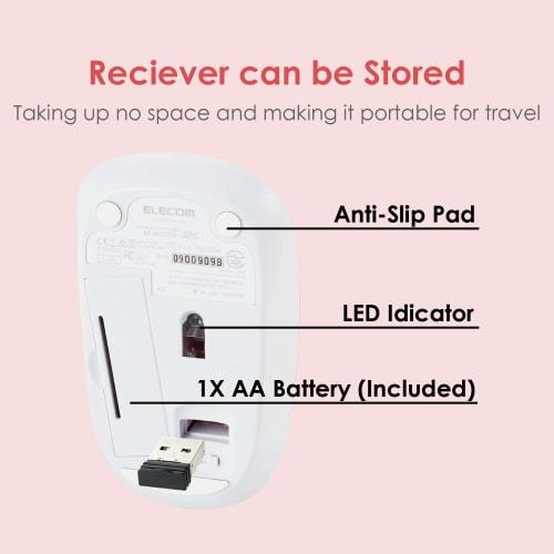 ELECOM Mouse Wireless (Receiver Included) M Size 3 Buttons Quiet IR Sensor Power Saving Pink M-IR07DRSPN