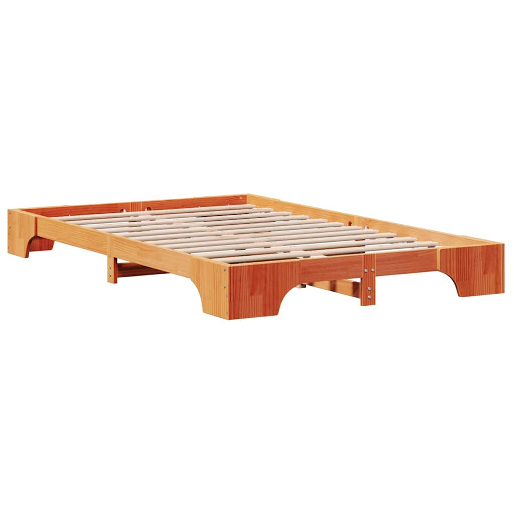 Bed Frame Wax Brown 120 x 190 cm Solid Pine Wood