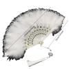 Lace Fan Folding Retro Feather Fan Elegant Decor For Dance Cheongsam Stage Show Party Lady Home Ornament