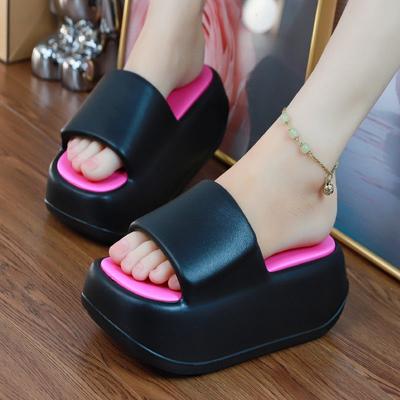 7 Cm High Platform EVA Slippers Women's Summer Streetwear Girls Chunky Shoes Woman Flatform Mules Soft Elevator Slippers
