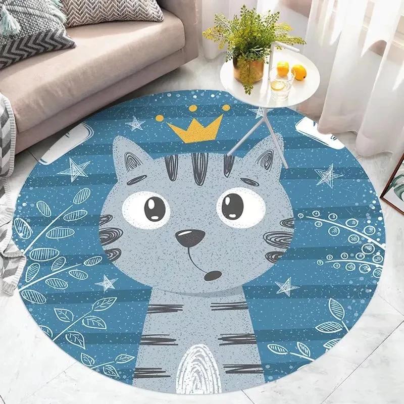 Cartoon Dinosaur Round Carpet Lovely Animal Circle Rug Kids Playroom Bedroom Living Room Balcony Floor Mat Home Decor Doormat
