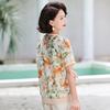Passt Floral Print Ice Silk Plus Size Short Sleeve T-Shirt for Women