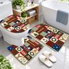 3Pcs Flannel Toilet Mat Set Christmas Bathroom Rug Bath Carpet Non Slip Home Decor
