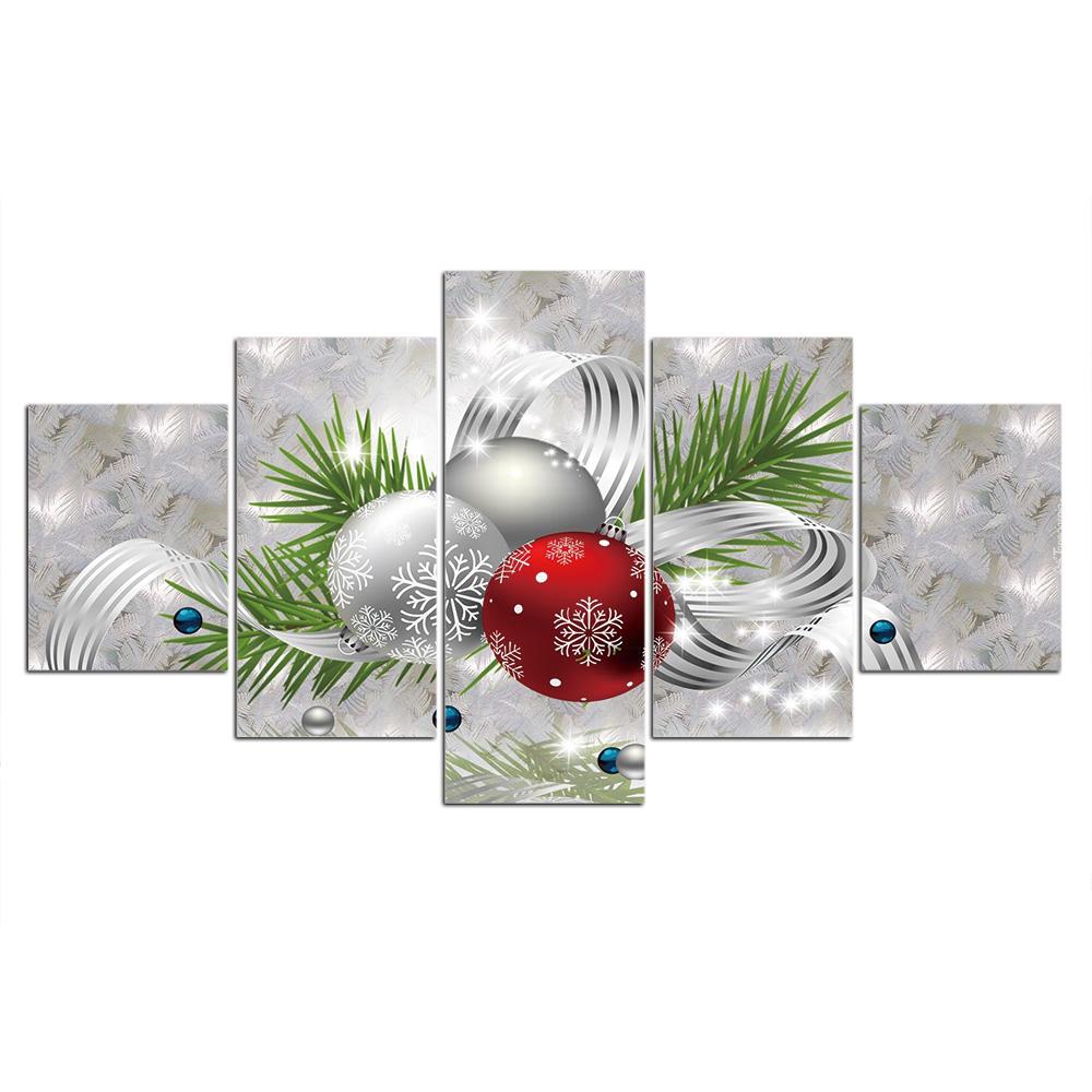HD Print Painting Modular Pictures 5 Piece Christmas Xmas Holiday Cheer Frame Wall Art Poster Modern Home Decoration Canvas