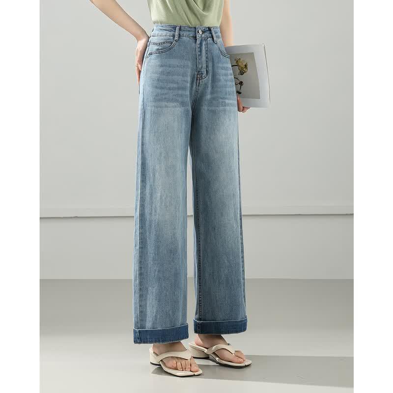 TERRE BLEUE Women's Vintage Loose Wide-Leg Denim Jeans
