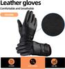 Men's Black Leather Winter Gloves Touch Display Compatible Outdoor Cycling Real Sheepskin Keep Warm Driving Motorcycle Gloves