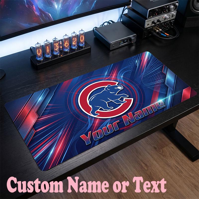 Chicago Cubs Customized Name Text Mouse Pad, Large Desk Mouse Mat Personalized Home Office Present
