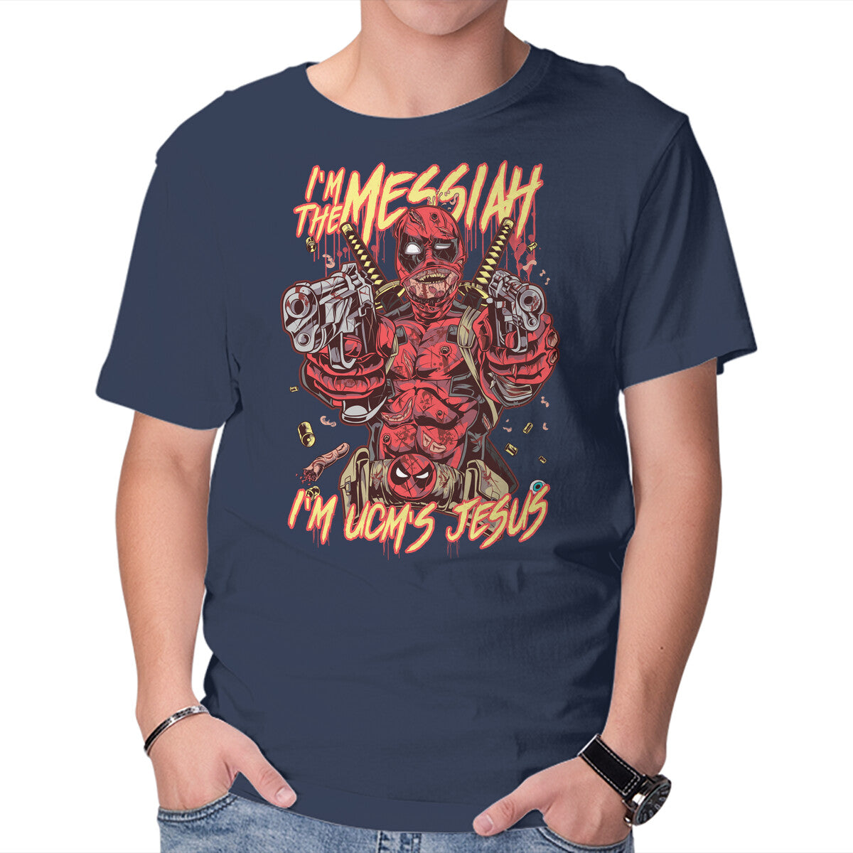 Unisex Crew Neck T-Shirt I m The Messiah Graphic Short Sleeve Casual Tee M