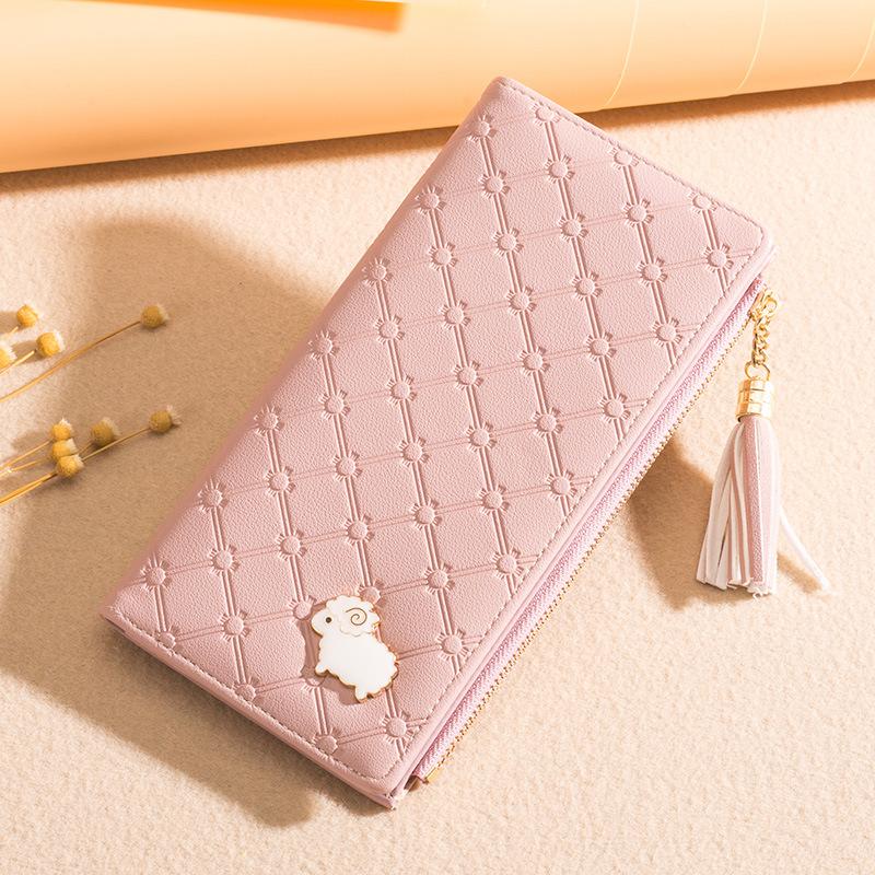 

Женский кошелек, корейский мультяшный кошелек для монет, фурнитура в виде ягненка, маленький держатель для карт с кисточкой