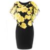 Rose Print Slim Fit Plus Size Dress with Shawl