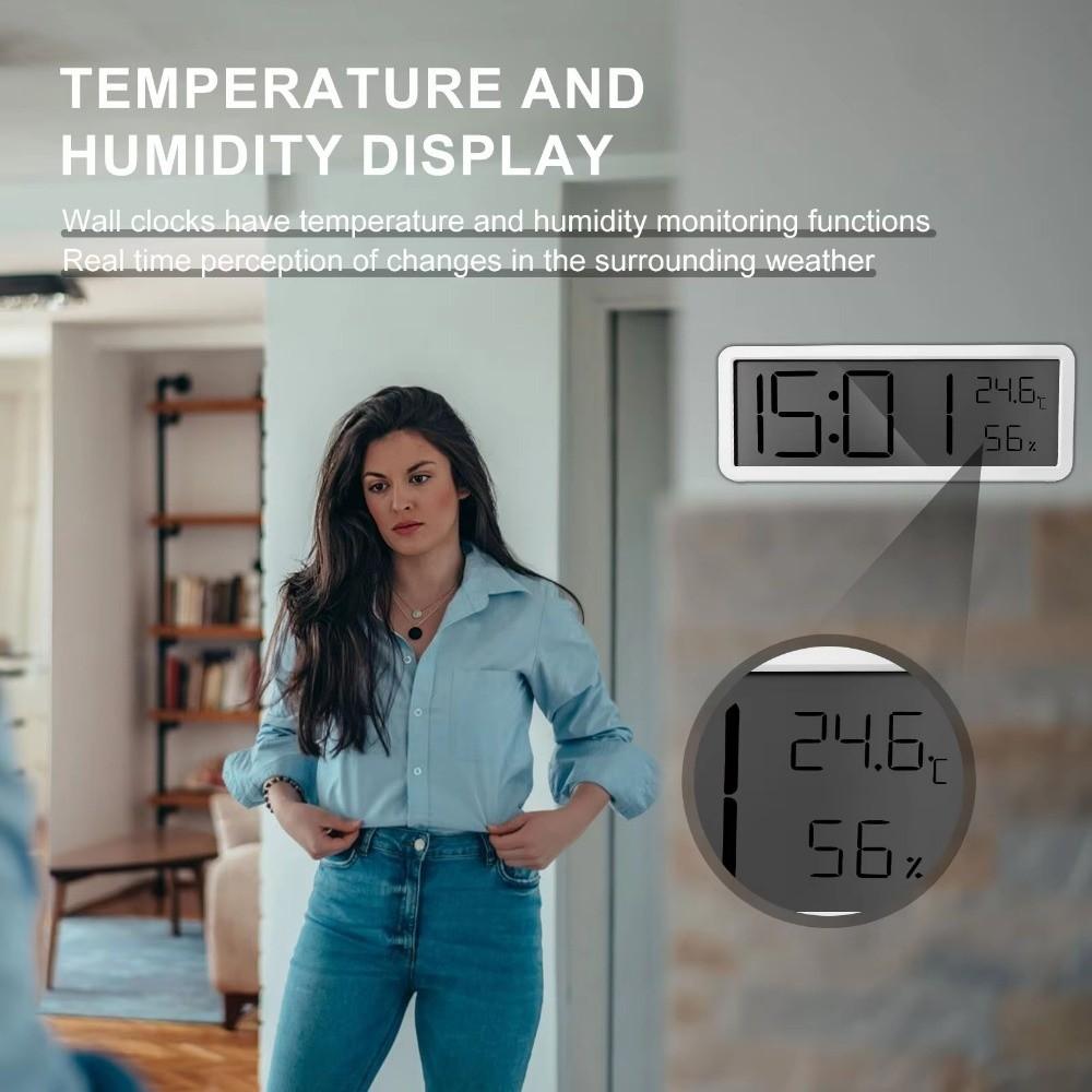 Temperature LCD Digital Wall Clock Humidity Electronic Clock Digital Wall Clock  Living Room