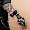 Solid Color PU Leather Bracelet Adjustable Wide Chain Bracelet Dark Style Skull Wristband  Unisex