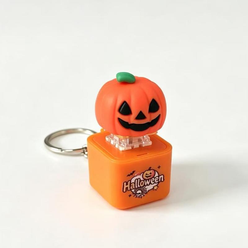 Halloween Pumpkin Ghost Sound Fidget Keychain Decompression Funny Charm Portable Stress Reliever for Backpack Decoration