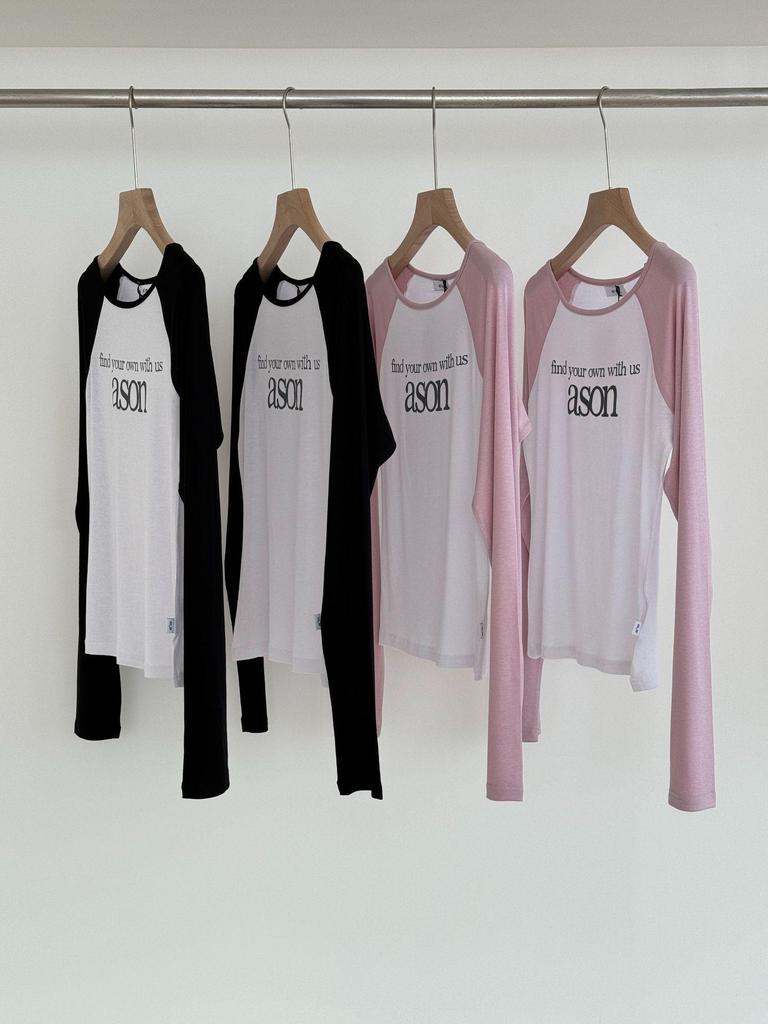 Koreanischer Stil Tencel-Stoff Colorblock Raglanärmel Langarm Damen-T-Shirt