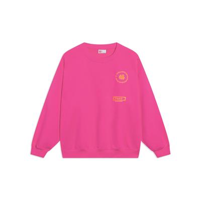 Li Ning Daily Prosperity Solid Color Pullover Long Sleeve Round Neck Regular Sweatshirt Unisex Sweatshirt Bright-Pink AWDT235-4