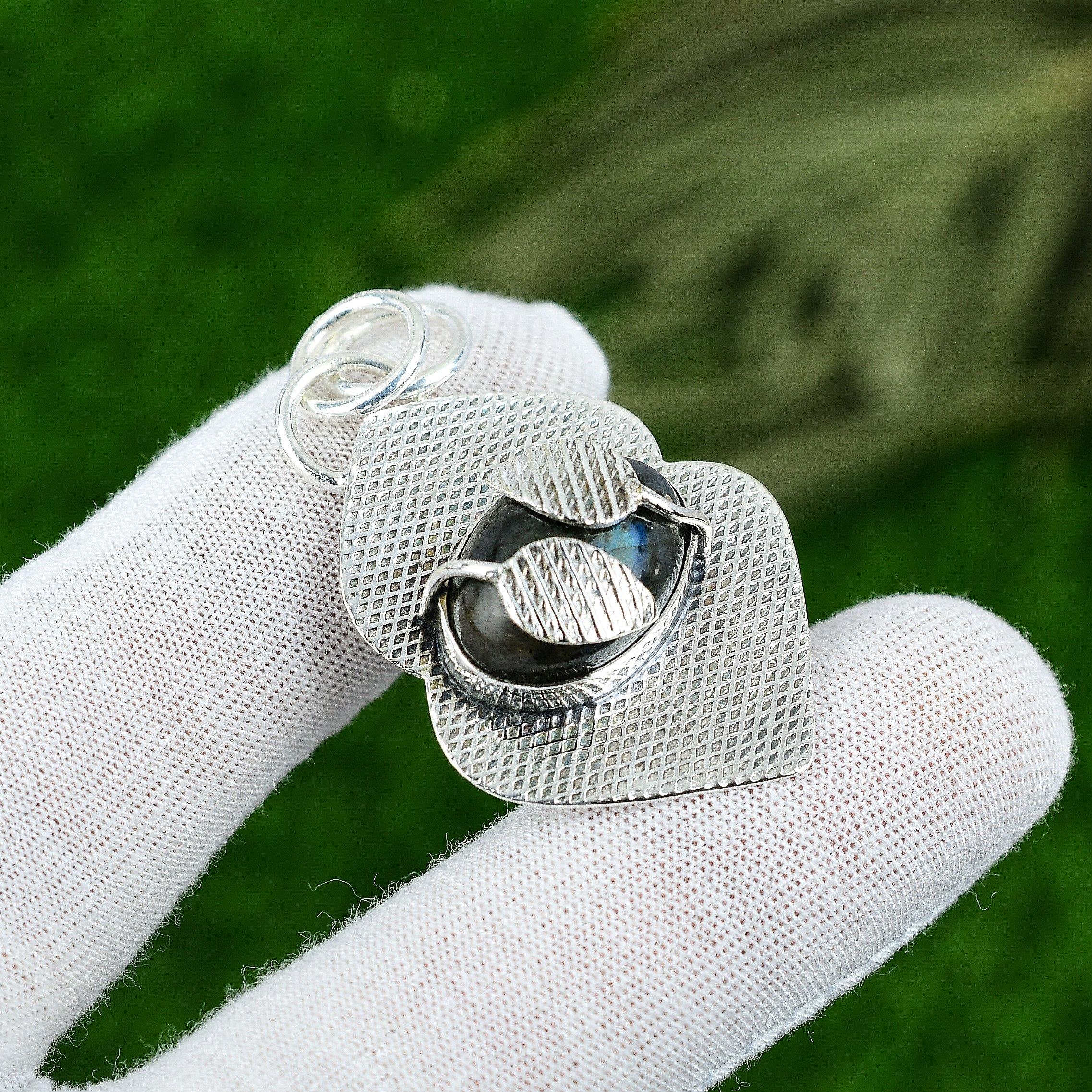 

Свадебный подарок для нее Подвеска из стерлингового серебра 925 пробы с натуральным лабрадоритом