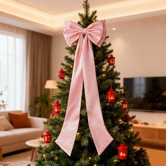 78x18.5 Inch Extra Large Christmas Tree Topper Bow Christmas Giant Satin Bow with Long Streamers for Wedding Holiday Home Party Decor