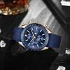 BENYAR Men's Quartz Chronograph Diver's Watch, Leather Strap, 3 ATM Water Resistance, Tachymeter