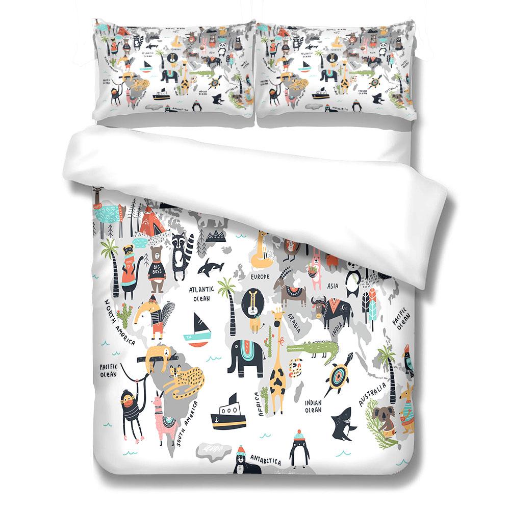 

Комплект постельного белья с изображением диких животных мира, односпальный двуспальный, размер Queen, размер US Twin, полный комплект постельного белья размера King Size EU single(135x200cm)