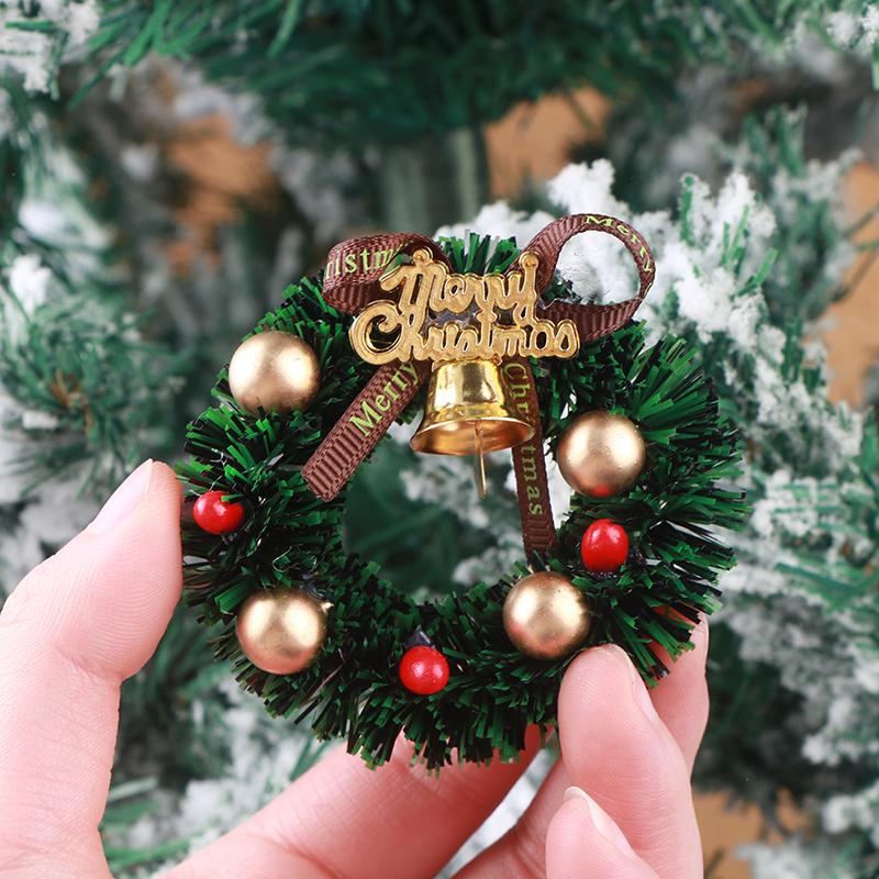 1Pc Miniature Wreath Doll House Christmas Tree Wall Baking Dollhouse Accessories