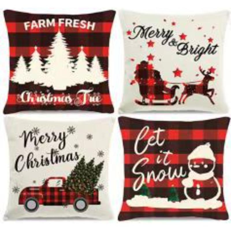 New Christmas Pillow 4 Combination Picture Pillow Cushion Pillowcase Home Office Pillowcase