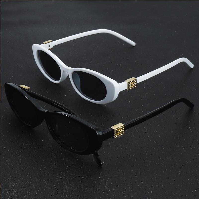 2Pcs Fashion Ladies Oval Sunglasses Outdoor Travel Versatile Accessories Celebrity Same-Style Eyewear Cndy Color Sun Glasses