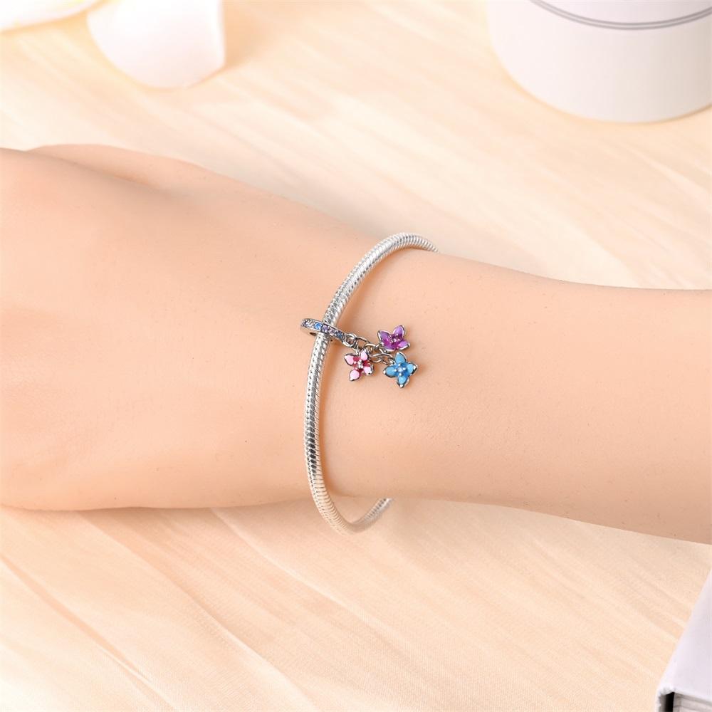 Authentic copper Charm Bead Charms Luxury Colorful Flowers Bead Charms Compatible With Bracelets Diy Women Making Delicate Gift