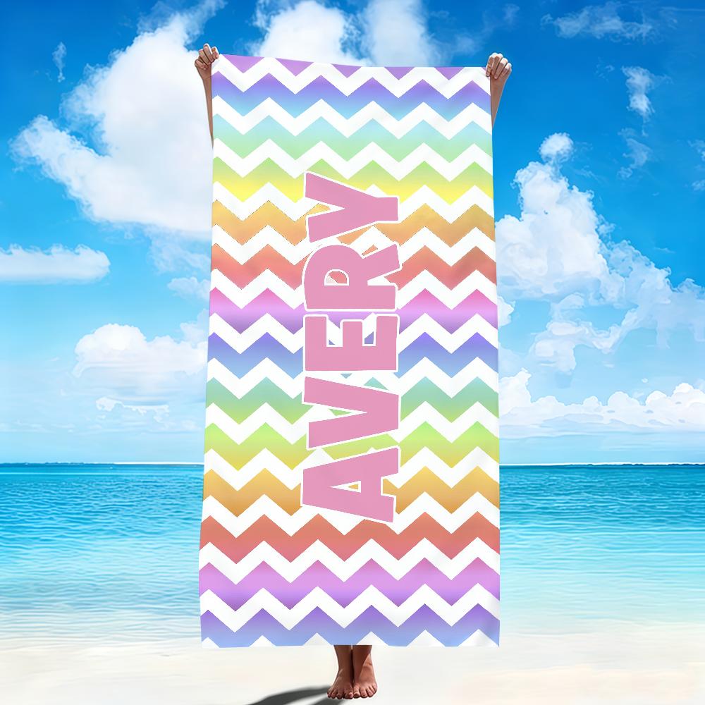 Onda Colorida arte Meninas Toalha macia Personalizada impressa Toalhas de Praia Viagem natação Férias de Verão Férias banho Piscina Acampamento Presente