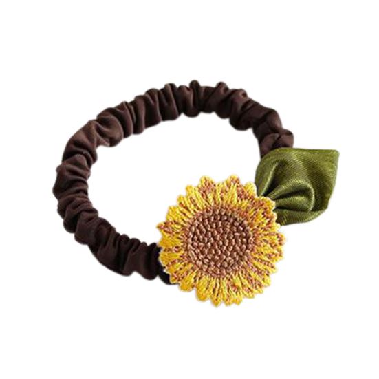 Women Hair Rope Realistic Sunflower Decor High Elasticity Elastic Band Pastoral Style Decorative Washable Ponytail Holder Large Intestine Hair