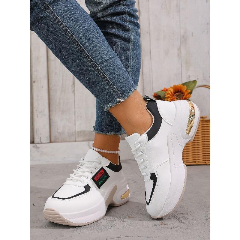 Women's Spring Lace-Up Thick-Soled Casual Sports Shoes, European Style Comfortable Footwear, Available In Large Sizes.