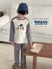 Children's Rabbit Cartoon Round Neck Pajama Set - Pure Cotton Autumn/Winter 2025 Top & Pants for Boys & Girls