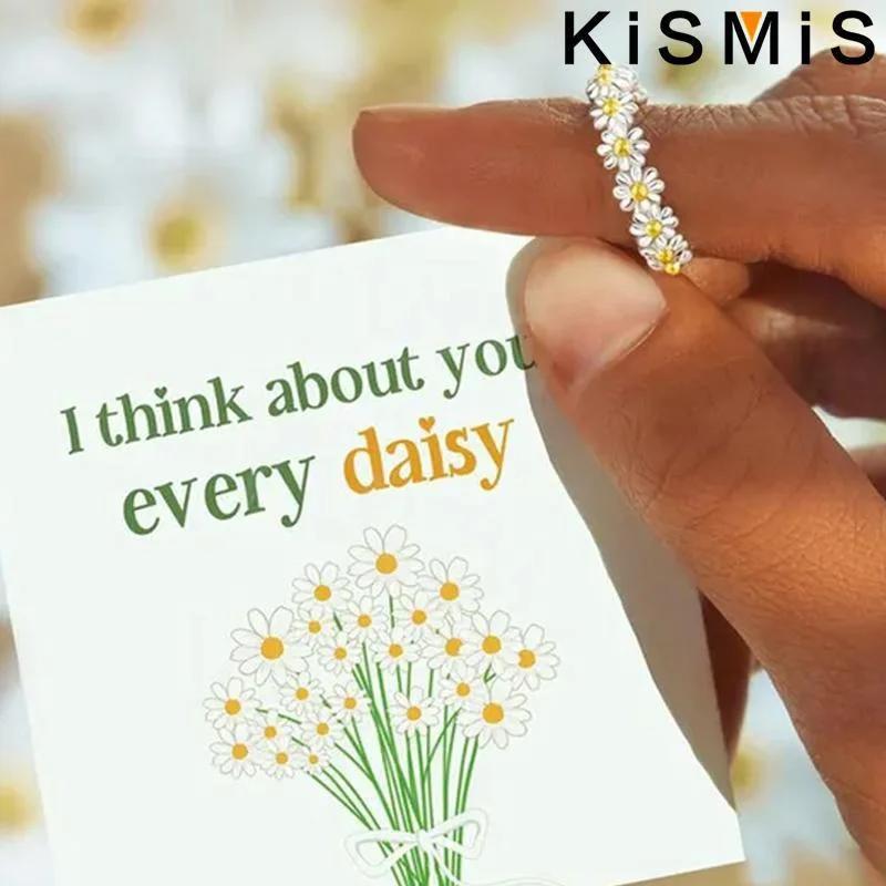 Fashionable Silver Tone Adjustable Daisy Flower Ring Ideal Womens Jewelry for Special Occasions Gift for Friends Sisters