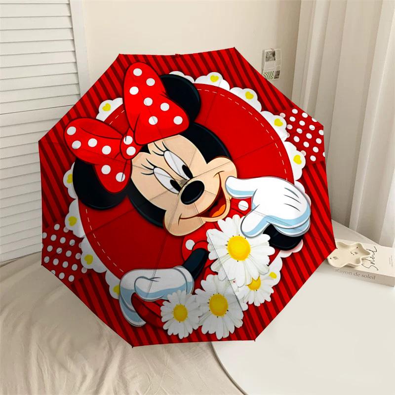 

1PC Minnie Mouse flowers Umbrella-8-Rib Reinforced, Automatic Open, Lightweight & Durable, Cute Fashion Accessory for Outdoor-W189