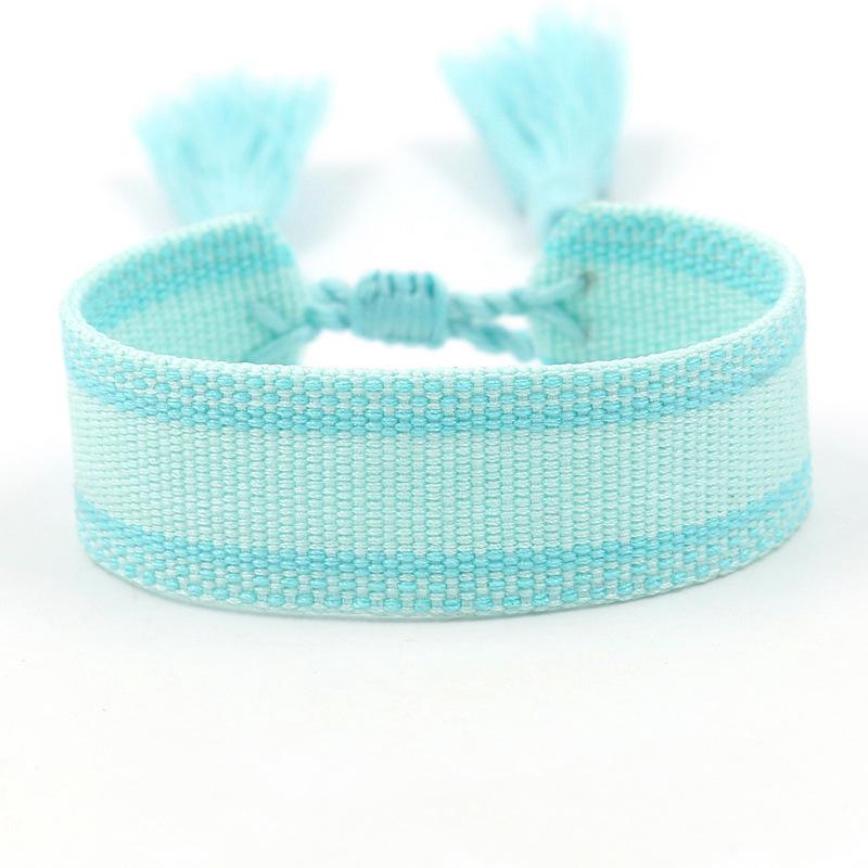 Ethnic Style Woven Bracelet with Embroidered Tassels - D Family DIY Promotion Wristband