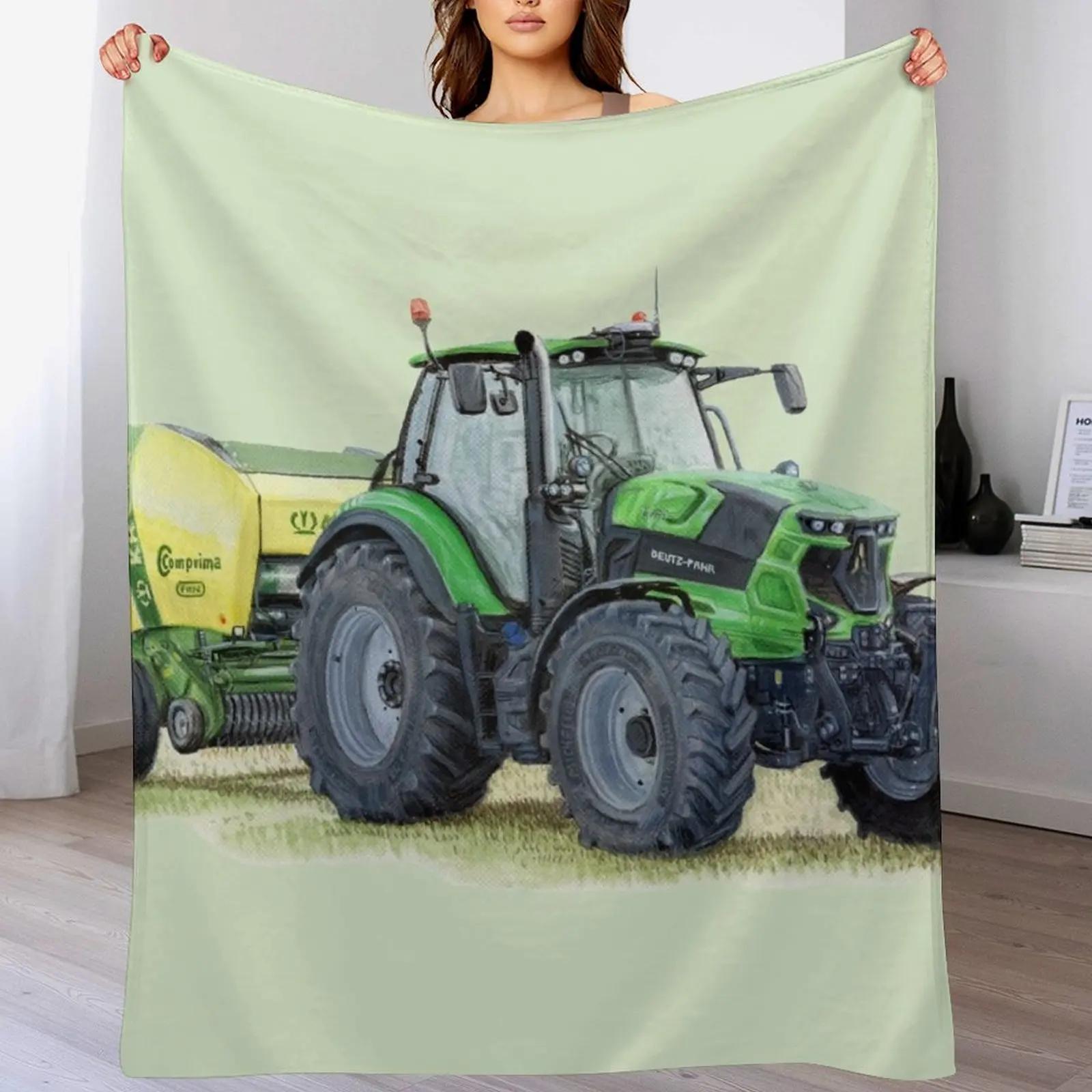 

Green Tractor Painting Throw Blanket Summer Cool Breathable Blanket for Sleeping 102x76cm(40x30in)