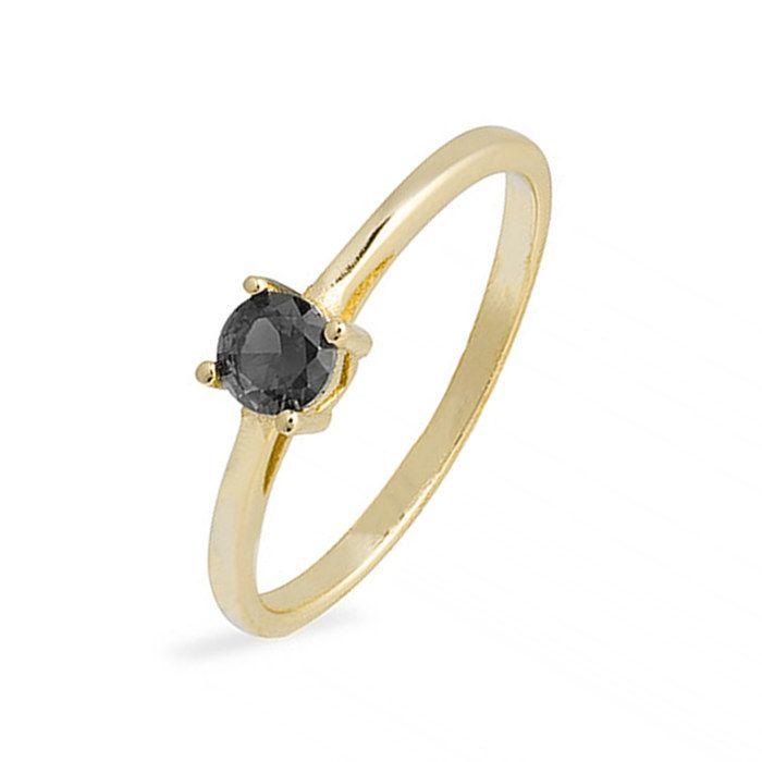 Bague - Luxenter - Otieno - Argent 925 - Zircon Onyx - Or Jaune 18k