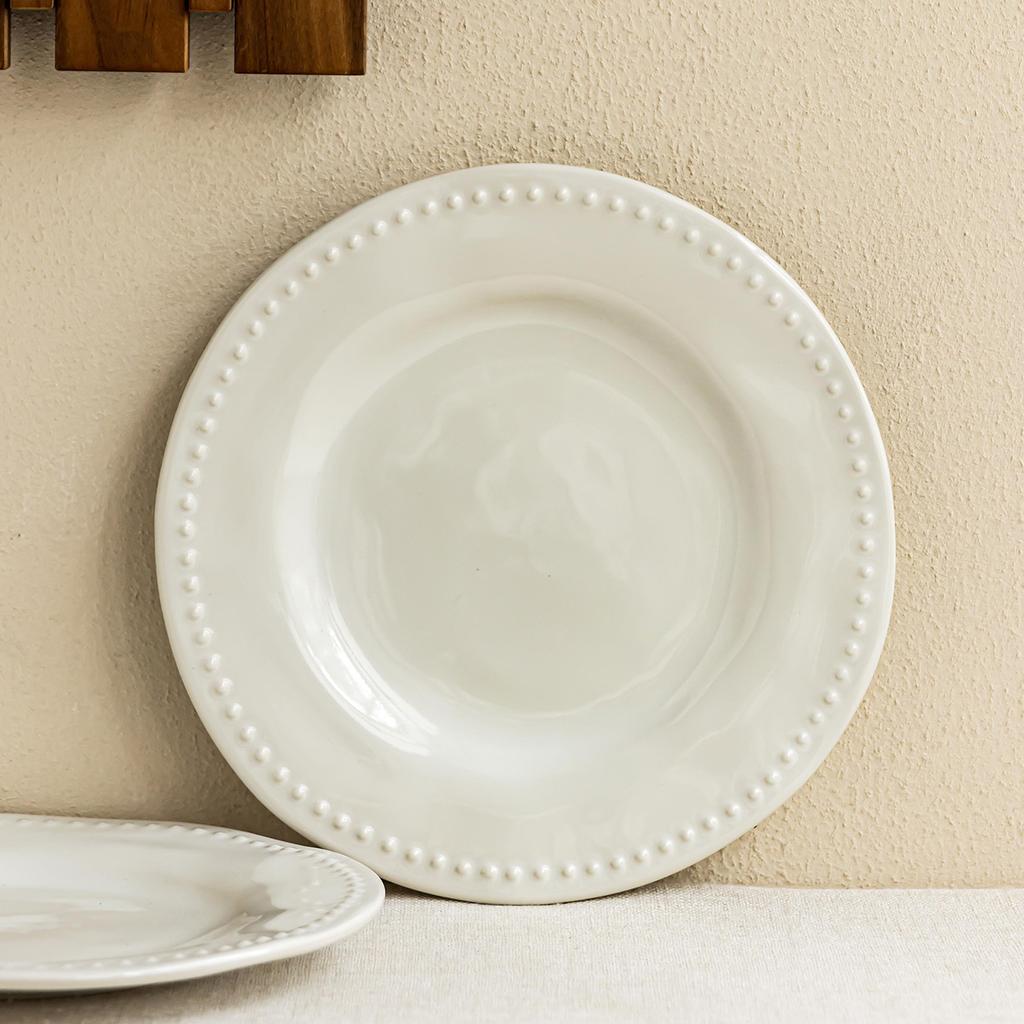 Minimalist Style Pearl Edge Plate Practical Large Plate Dinner Plate Household Restaurant Tableware Vegetable Plate Pasta Plate Round Plate