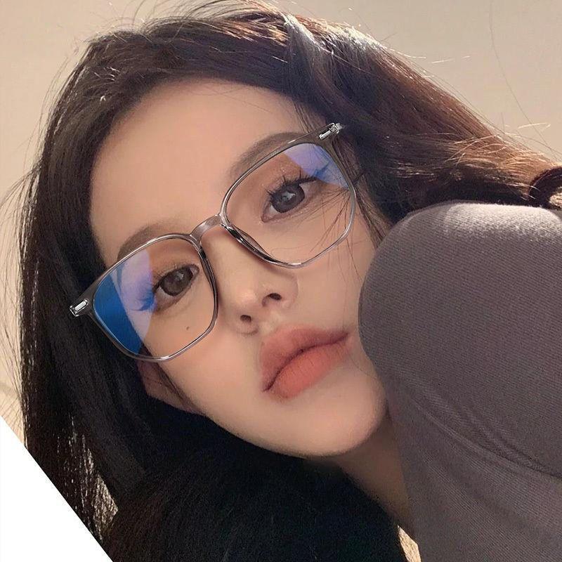 No Makeup, Large Frame Myopia Glasses, Women'S Anti-Blue Light Flat Glasses, Men'S Round Face Is Thin, And Can Be Equipped With Degree Glasses Frames.