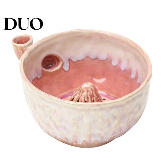 Small Fruit Strainer Ceramic Berry Washing Bowl, Swirl Design Rinse Colander with Handle Easy Clean Container And Drain Holes, Cleaning Bowl