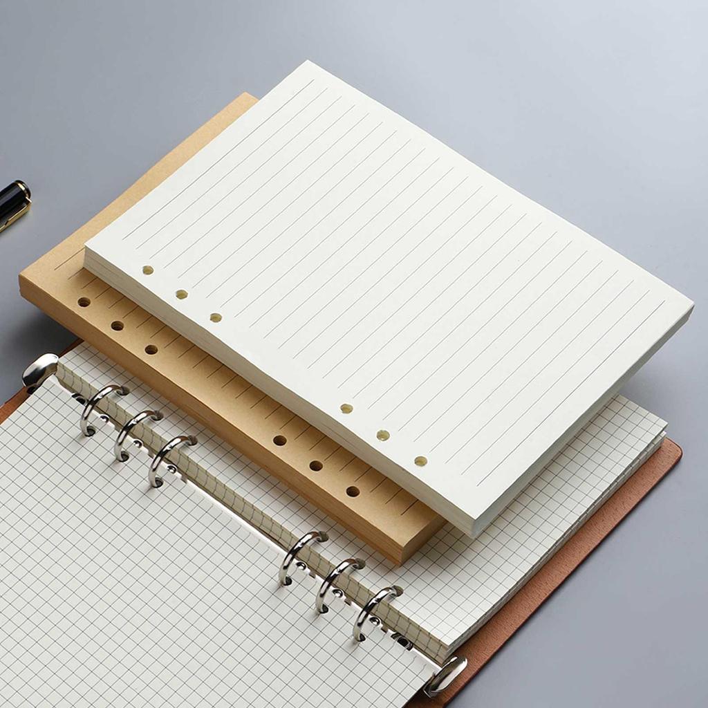 Ricarica Fogli Mobili A5 Vintage, Carta Kraft Daolin per Quaderno a 6 Fori, Pagine Interne A6 e A7, Vuote e Righe