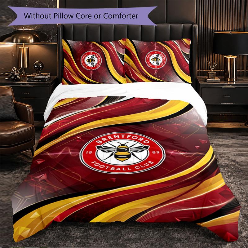 Set Biancheria da Letto Brentford Football 3 Pezzi Morbido Set Copripiumino con Federe Set Decorazione Camera da Letto per la Casa