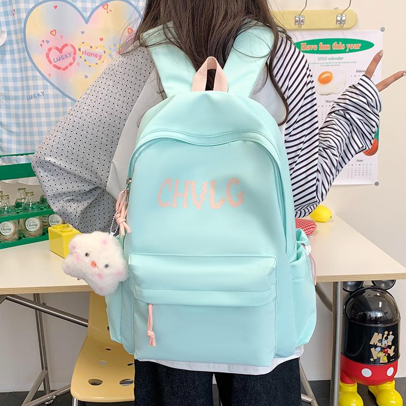 Schoolbag Schoolbag Junior High School Girls Ins Niche Letters Simple and Versatile Japanese Dopamine High School Students Large Capacity Backpack