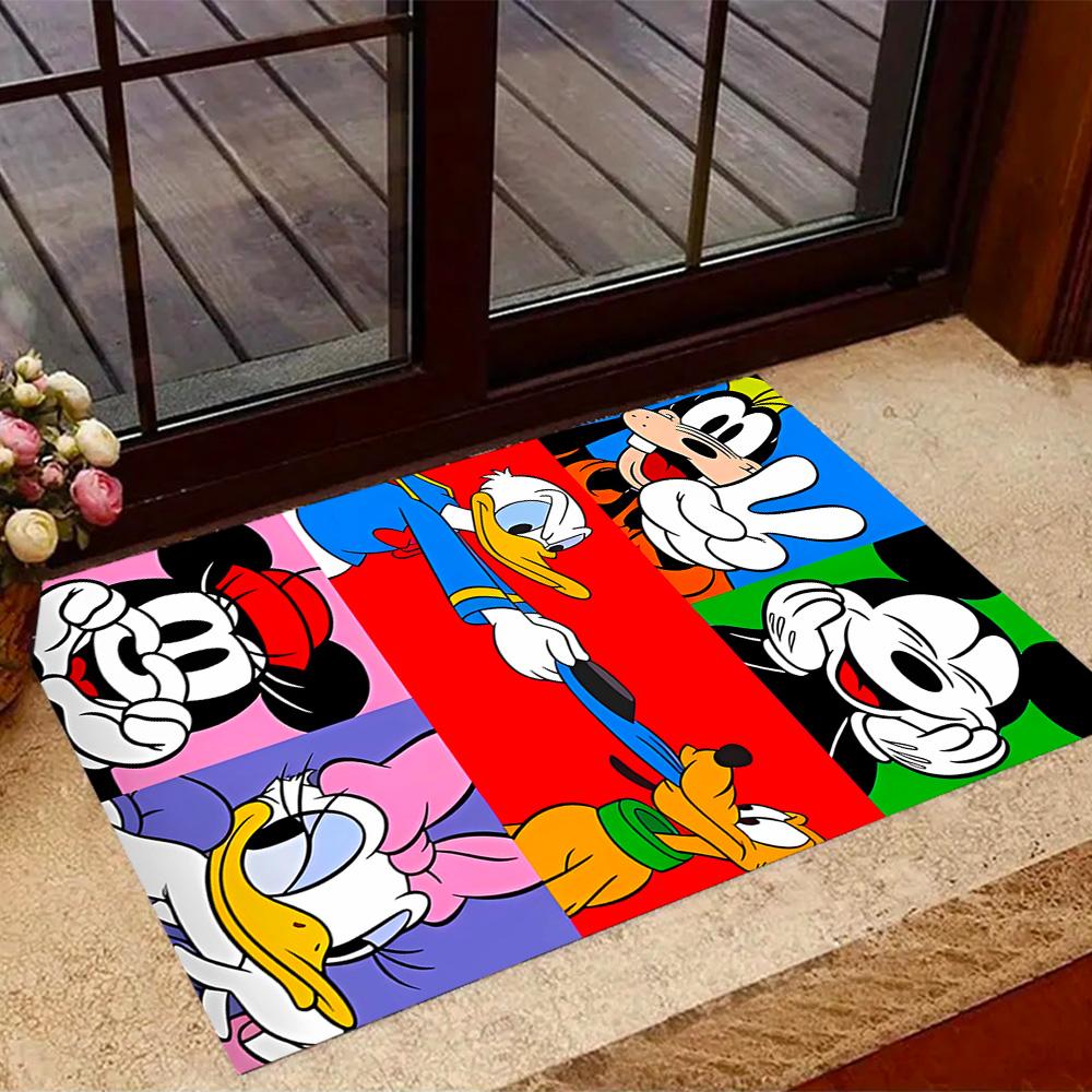 Classic Disney Characters Disney Cartoon Theme Anti-Slip Rug - Polyester, Home Decor, Suitable for Bedrooms, Living Rooms, Doorways, and Studios